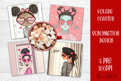 Cute girl valentines Coaster Design, heart Coaster Product Image 1