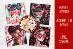 Cute girl valentines Coaster Design, heart Coaster Product Image 1