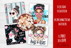 Cute girl valentines Coaster Design, heart Coaster Product Image 1