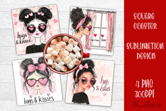 Cute girl valentines Coaster Design, heart Coaster Product Image 1