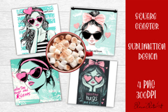 Cute girl valentines Coaster Design, heart Coaster Product Image 1