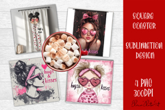 Cute girl valentines Coaster Design, heart Coaster Product Image 1