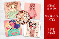 Cute girl valentines Coaster Design, heart Coaster Product Image 1