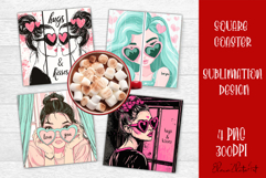 Cute girl valentines Coaster Design, heart Coaster Product Image 1