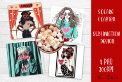 Cute girl valentines Coaster Design, heart Coaster Product Image 1