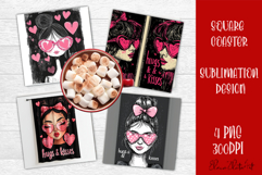 Cute girl valentines Coaster Design, heart Coaster Product Image 1