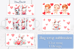 Valentines day Mug wrap sublimation| Hearts Png Product Image 1