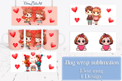 Valentines day Mug wrap sublimation| Hearts Png Product Image 1