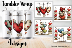 Valentine Day Tumbler Wrap, Sublimation Product Image 1