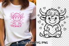 Cute Valentine’s highland cow SVG design | Valentine’s SVG Product Image 1