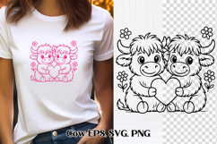 Cute Valentine’s highland cow SVG design | Valentine’s SVG Product Image 1
