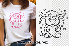 Cute Valentine’s highland cow SVG design | Valentine’s SVG Product Image 1