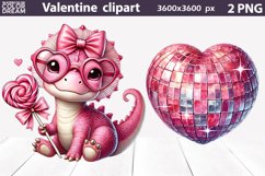 Pink Dinosaur Valentine Clipart | Disco Pink Heart Product Image 1