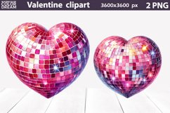 Disco Valentine Heart Clipart | Coquette Pink Heart Product Image 1