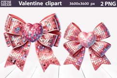 Disco Pink Bow Clipart | Valentine Bow Heart Clipart Product Image 1