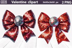 Disco Red Bow Clipart | Valentine Bow Heart Clipart Product Image 1
