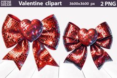 Disco Red Bow Clipart | Valentine Bow Heart Clipart Product Image 1