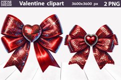 Disco Red Bow Clipart | Valentine Bow Heart Clipart Product Image 1