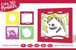 Papercut 3D Layered Cute Little Monster Holding Heart SVG Product Image 1