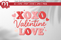 XOXO Valentine Love Valentine Quotes SVG Design Product Image 1