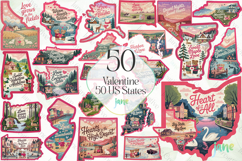 Valentine 50 US States Clipart Bundle Product Image 1