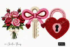 Faux Latch Hook Valentine Clipart | Valentine's Day PNG Product Image 1