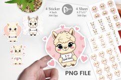 Valentine Alpaca Cartoon Sticker Product Image 1