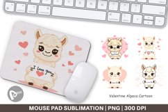 Mouse Pad Valentine Alpaca Cartoon Product Image 1