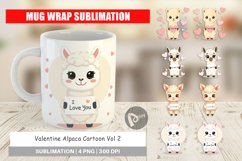 Mug Wrap Design Valentine Alpaca Cartoon Product Image 1