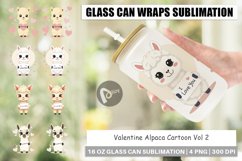 Glass Can Wraps Valentine Alpaca Cartoon Product Image 1