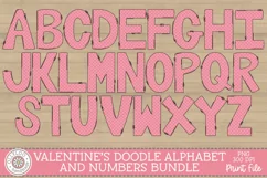 Hand drawn pink valentine doodle letters for sublimation mockup preview