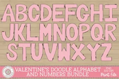 Hand drawn pink valentine doodle letters for sublimation mockup preview