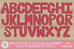 Hand drawn red dot valentine doodle letters for sublimation mockup preview
