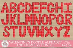 Hand drawn red striped valentine doodle letters for sublimation mockup preview