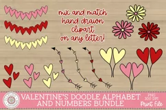 Hand drawn valentine doodle clipart for sublimation mockup preview