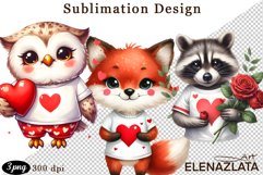 Valentines Day clipart|Cute animals clipart Product Image 1