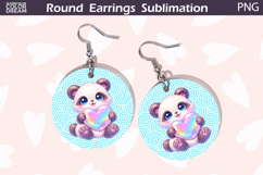 Panda Heart Round Earrings | Cute Animal Earrings Sublimatio Product Image 1