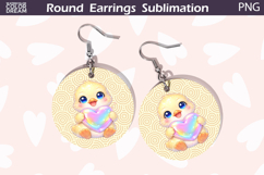 Chicken Heart Round Earrings | Cute Animal Earrings Sublima Product Image 1