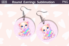 Bear Heart Round Earrings | Cute Animal Earrings Sublima Product Image 1