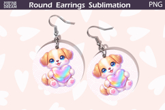 Dog Heart Round Earrings | Cute Animal Earrings Sublima Product Image 1