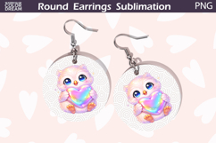 Owl Heart Round Earrings | Cute Animal Earrings Sublima Product Image 1