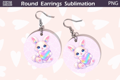 Rabbit Heart Round Earrings | Cute Animal Earrings Sublima Product Image 1