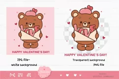 Valentine clip art: Cute teddy bear clipart kawaii animals 2 Product Image 2