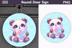 Valentine Animal Round Sign | Cute Baby Panda Sublimation Product Image 1