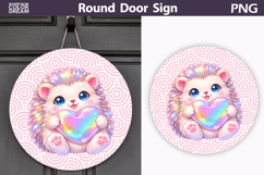 Valentine Animal Round Sign | Cute Baby Hedgehog Sublimation Product Image 1