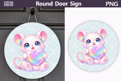 Valentine Animal Round Sign | Cute Baby Mouse Sublimation Product Image 1