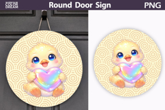 Valentine Animal Round Sign | Cute Baby Chicken Sublimation Product Image 1