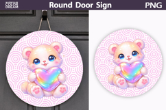 Valentine Animal Round Sign | Cute Baby Bear Sublimation Product Image 1