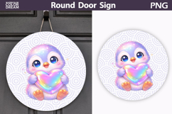Valentine Animal Round Sign | Cute Baby Penguin Sublimation Product Image 1