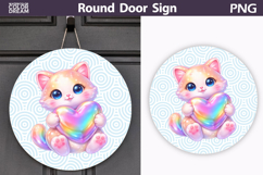Valentine Animal Round Sign | Cute Baby Cat Sublimation Product Image 1
